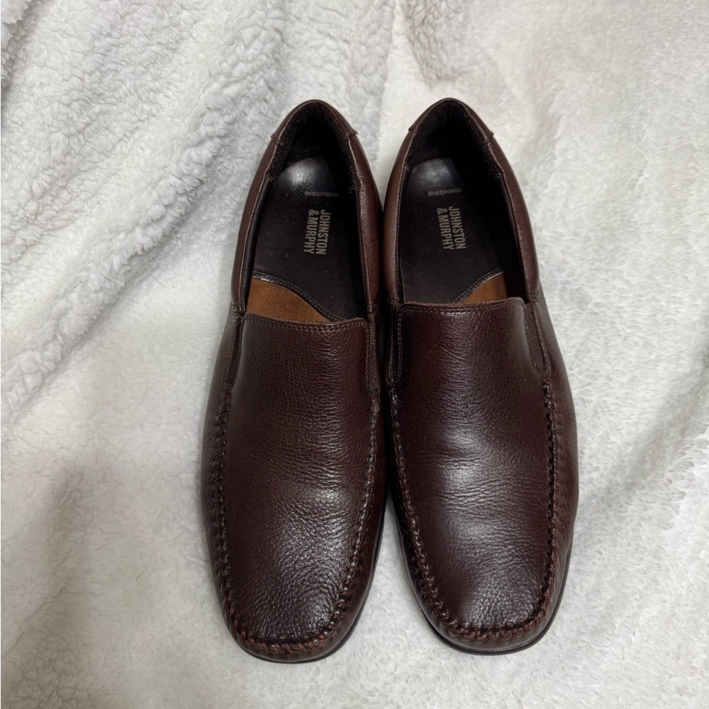 Johnston & Murphy Dark Brown Leather Slip-On Loafers